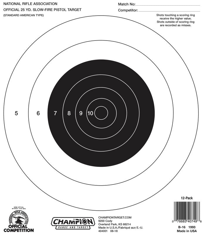 25yd Target NRA 25Yd Pistol Slow Fire Target – Horsley Park Gun Shop