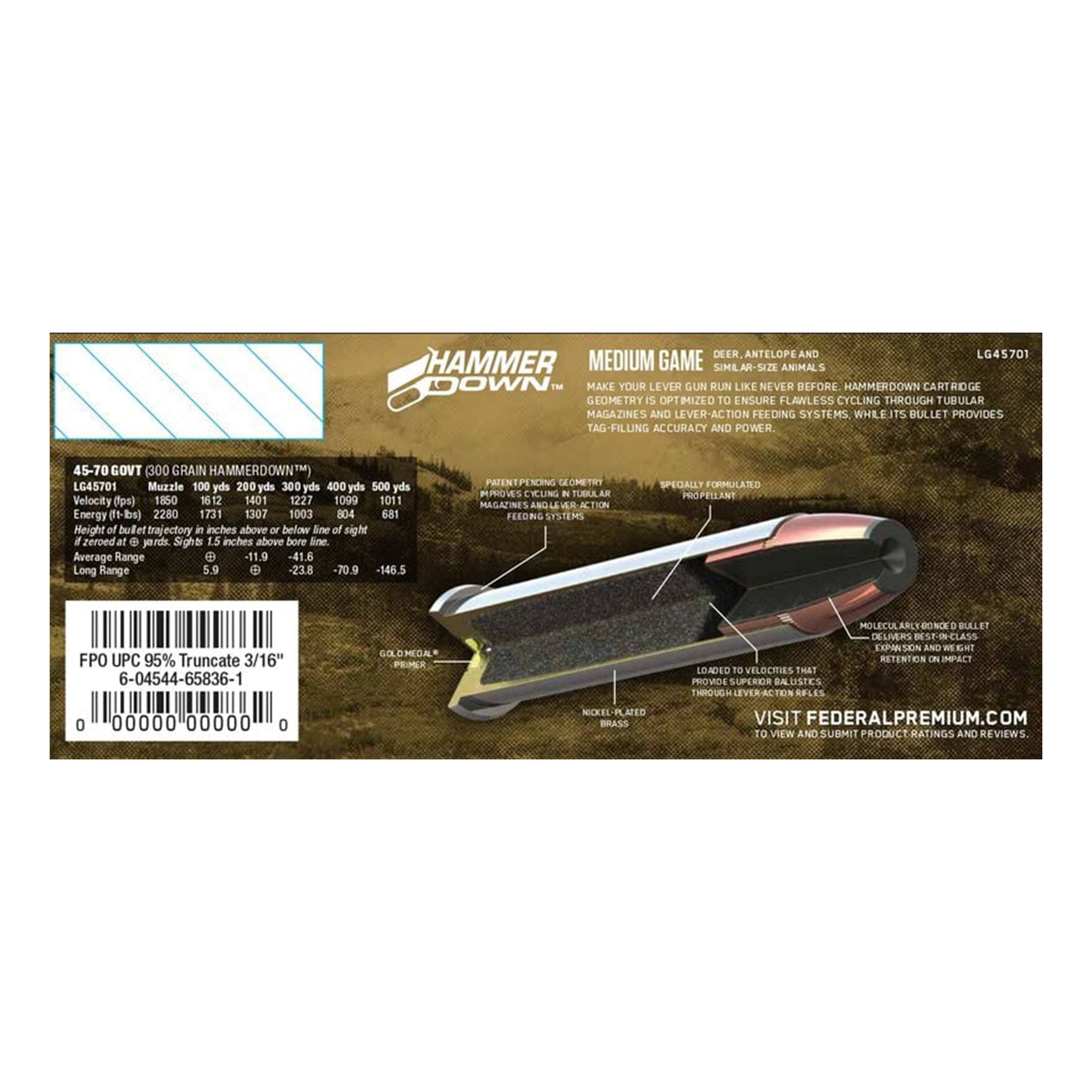 45-70 Govt 300gr FN Hammer Down