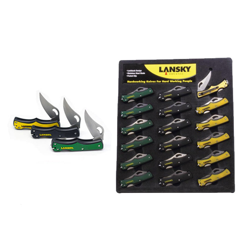 Lansky Small Lockback Knives Card Display Of 18